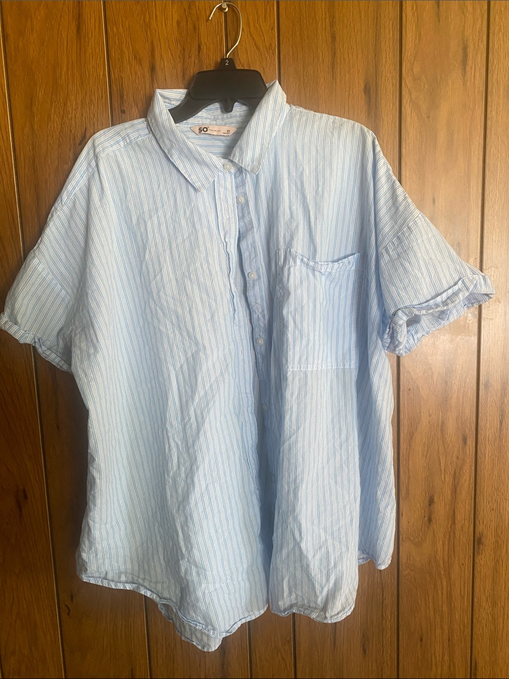 Light Blue Striped Women’s Button-Up Shirt